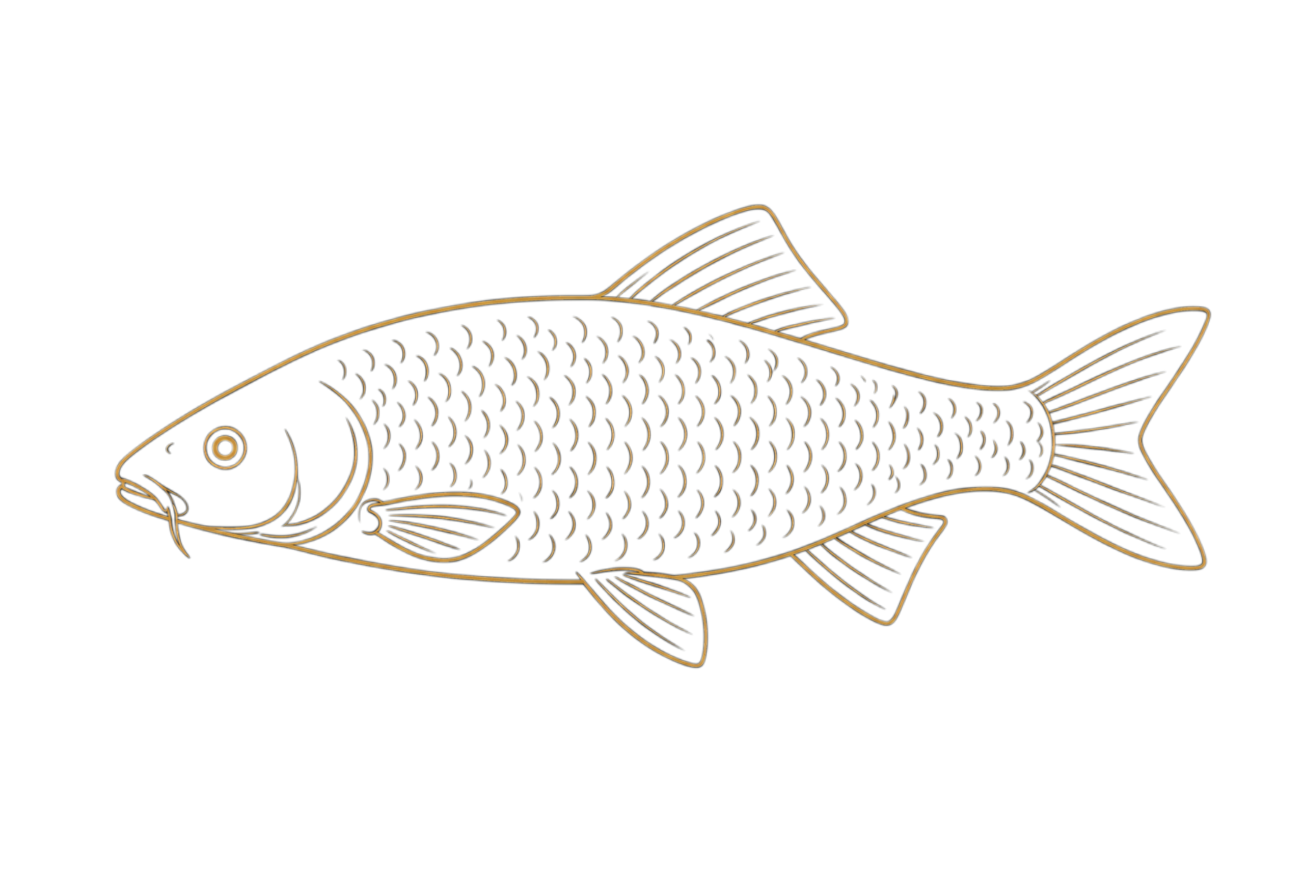 Minimalistyczny złoty obrys ryby koi